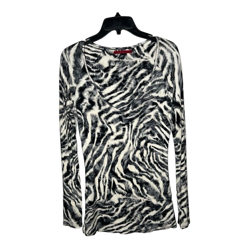 Velvet By Graham Spencer Top Womens Size Small Zebra Print‎ Stretch Mob Wife